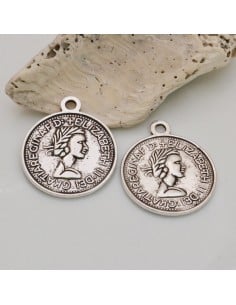 Ciondoli moneta Elizabeth II metallo antico 25x29mm 2pz Gioie d'Oriente