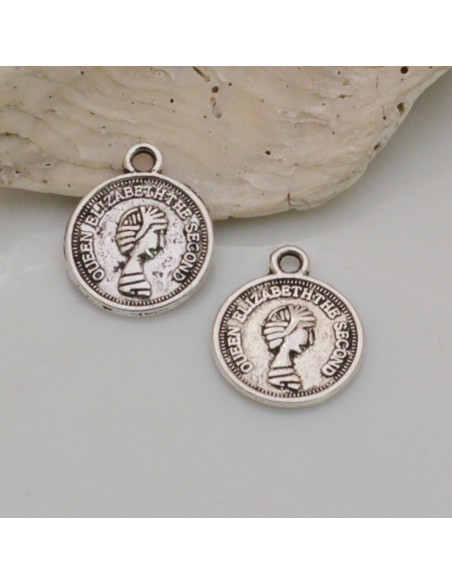 Ciondoli moneta in lega metallo 12x15 mm 10pz Gioie d'Oriente