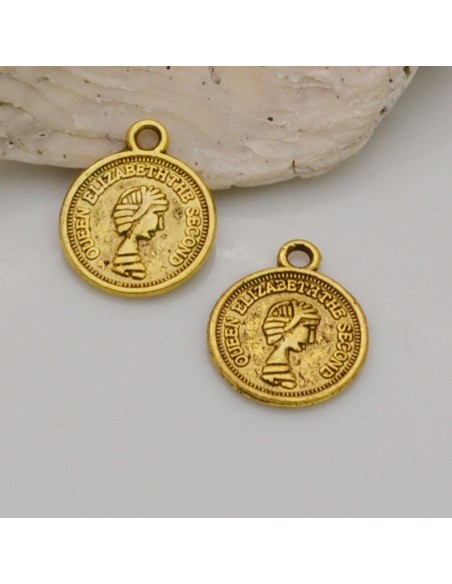 Ciondoli moneta in lega metallo 12x15 mm 10pz Gioie d'Oriente