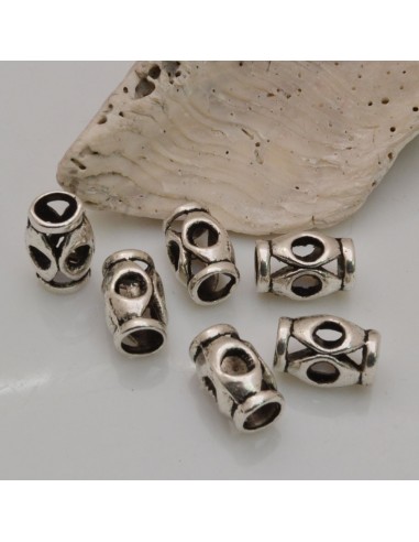 8pz DISTANZIATORI foro largo 7.5 x 11.5 mm col argento PER BRACCIALE COLLANA