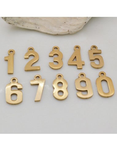 ciondoli in acciaio Inossidabile oro forma numeri 6.7 x 13 mm