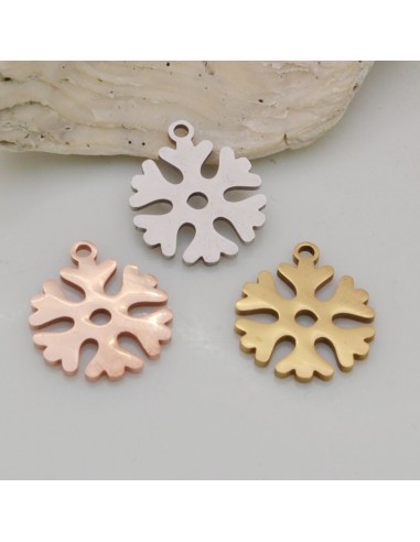 ciondolo Fiocco di neve in acciaio Inossidabile 13 x 15.5 mm liscio per fai da te