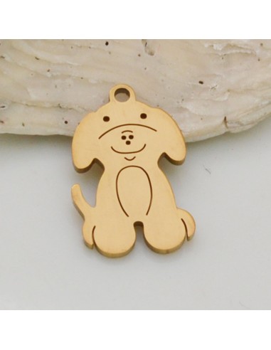 Ciondolo a forma di Cane in Acciaio inossidabile dorato 11x18mm 1pz | GDO