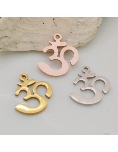 Ciondolo OM in acciaio inossidabile 14x15.5 mm 1pz colori vari Gioie d'Oriente