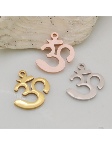Ciondolo OM in acciaio inossidabile 14x15.5 mm 1pz colori vari Gioie d'Oriente