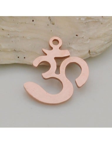 Ciondolo OM in acciaio inossidabile 14x15.5 mm 1pz colore oro rosa Gioie d'Oriente