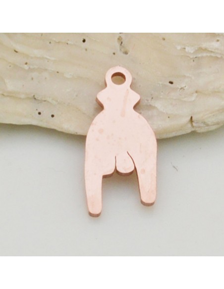 Ciondolo mano a corna in acciaio inossidabile 7x16 mm 1pz colore oro rosa Gioie d'Oriente