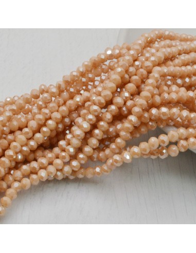Filo di Mezzi Cristalli Crema AB Rondelle 3x4mm Sfaccettati Briolette 125 a 145pz GDO | Gioie d'Oriente