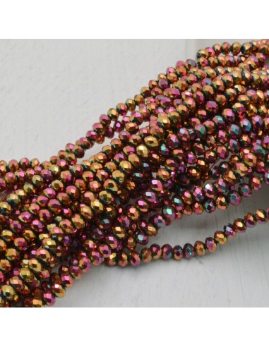 Filo di Mezzi Cristalli Metallic Mix Rondelle 3x4mm Sfaccettati Briolette 125 a 145pz GDO | Gioie d'Oriente