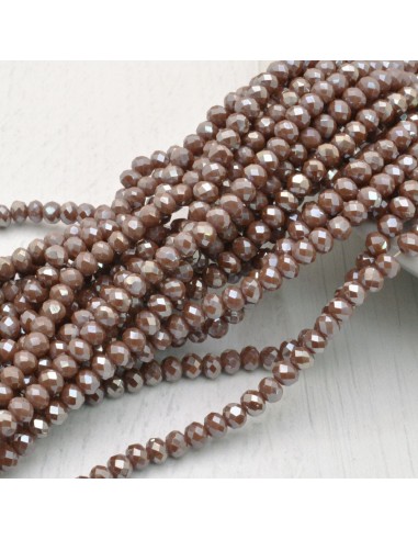 Filo di Mezzi Cristalli colore Cammello Scuro Rondelle 3x4mm Sfaccettati Briolette 125 a 145pz GDO | Gioie d'Oriente