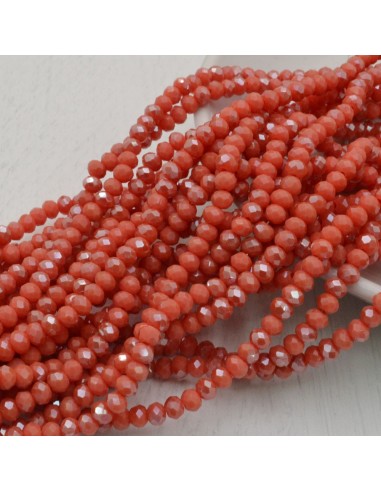 Filo di Mezzi Cristalli Arancione Pesca AB Rondelle 3x4mm Sfaccettati Briolette 125 a 145pz GDO | Gioie d'Oriente