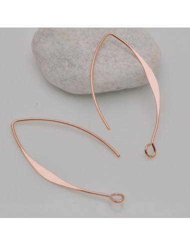 Monachelle ad amo in ottone oro rosa  lunghe e piatte 15x40mm 1 paio | GDO