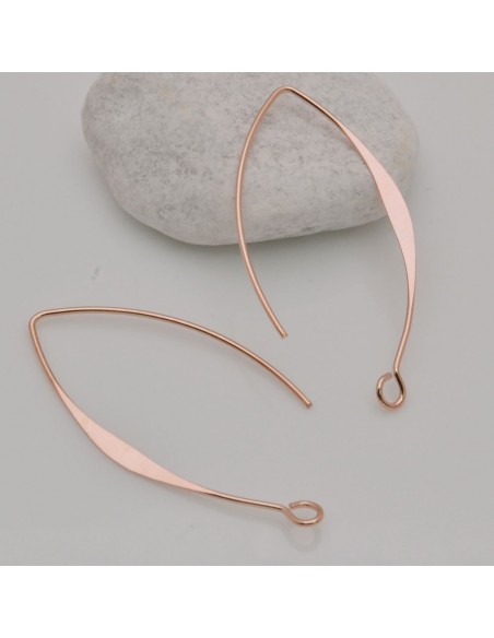 Monachelle ad amo in ottone oro rosa  lunghe e piatte 15x40mm 1 paio | GDO
