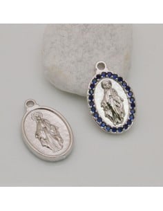 Medaglia Madonna con strass Argento Rodio 13x21 mm 1pz Gioie d'Oriente 2