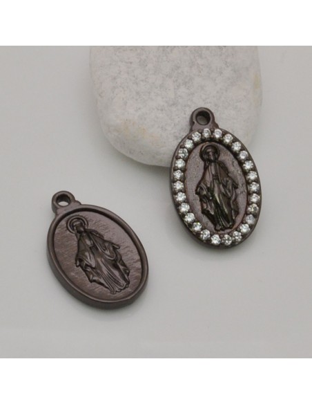 Medaglia Madonna con strass Canna di fucile 13x21 mm 1pz Gioie d'Oriente