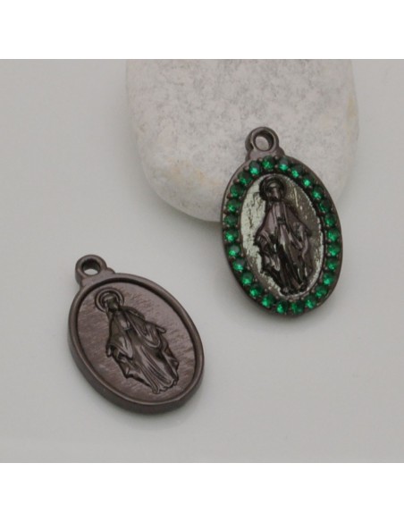 Medaglia Madonna con strass Canna di fucile 13x21 mm 1pz Gioie d'Oriente