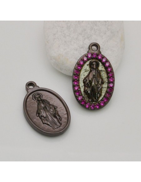 Medaglia Madonna con strass Canna di fucile 13x21 mm 1pz Gioie d'Oriente