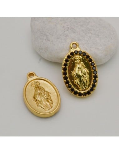 Medaglia Madonna con strass Oro 13x21 mm 1pz Gioie d'Oriente