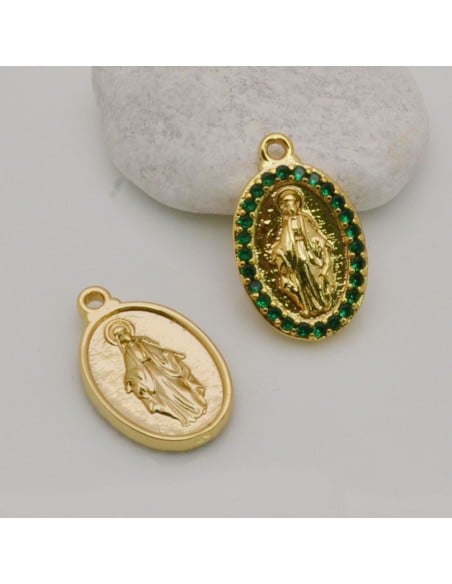Medaglia Madonna con strass Oro 13x21 mm 1pz Gioie d'Oriente