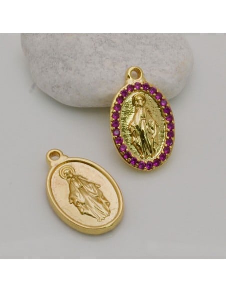 Medaglia Madonna con strass Oro 13x21 mm 1pz Gioie d'Oriente