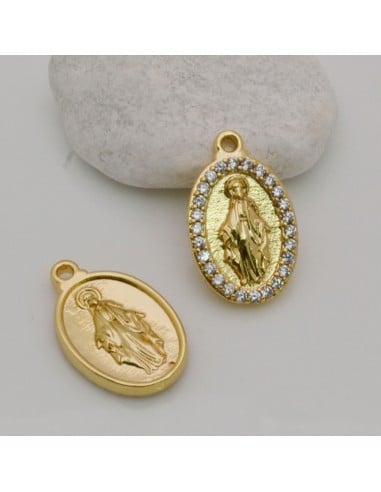 Medaglia Madonna con strass Oro 13x21 mm 1pz Gioie d'Oriente
