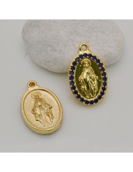 Medaglia Madonna con strass Oro 13x21 mm 1pz Gioie d'Oriente