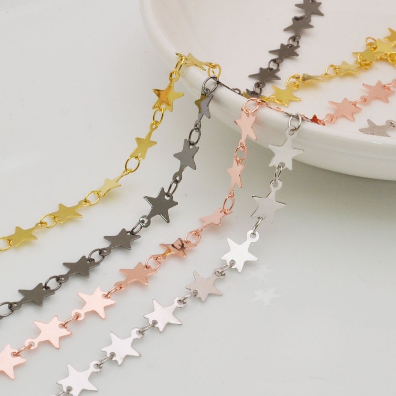 catene in ottone forma stelle 7 mm per bigiotteria