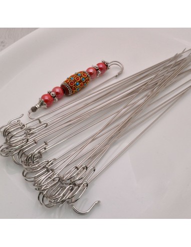 Spillone singolo in metallo colore rodio, 23cm, base per spilla apribile, marchio Gioie d'Oriente