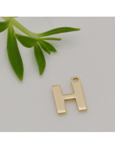Ciondolo lettera H in Argento 925 placcato oro 9 mm 1pz Gioie d'Oriente