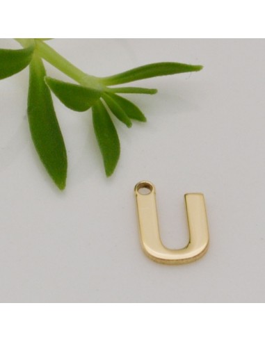 Ciondolo lettera U in Argento 925 placcato oro 9 mm 1pz Gioie d'Oriente