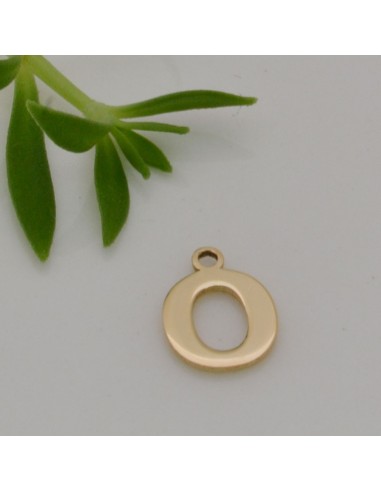Ciondolo lettera O in Argento 925 placcato oro 9 mm 1pz Gioie d'Oriente