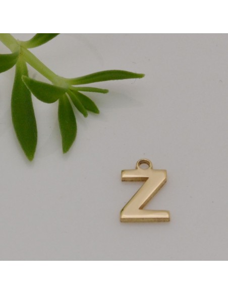 Ciondolo lettera Z in Argento 925 placcato oro 9 mm 1pz Gioie d'Oriente