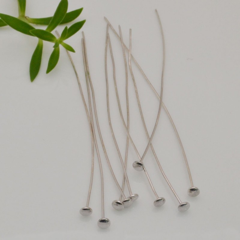 10 pz chiodini T in argento 925 lunghezza 70 mm filo 0.6 mm  testa a piatta 3 mm per fai da te