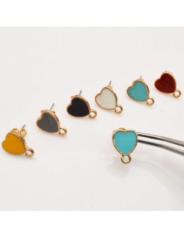Base orecchini a forma di cuore smaltato con perno 9x12mm 1 paio|GDO