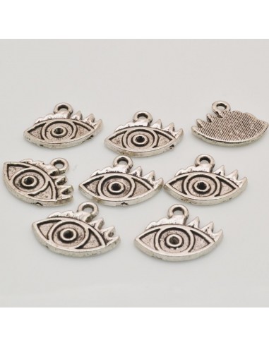 8 pz ciondolo occhio greco 12 x 16 mm col argento in metallo fai da te