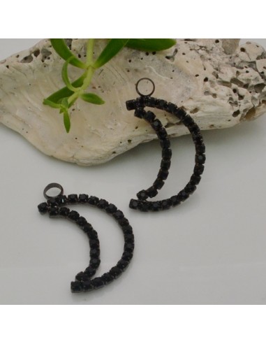 Ciondolo luna con strass in ottone 16x28 mm 1pz Gioie d'Oriente