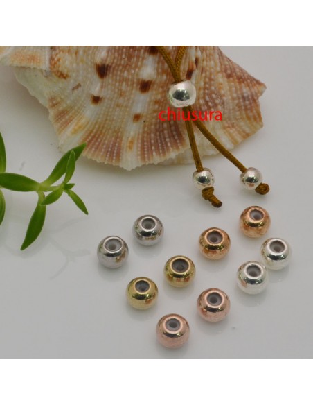 2 pz CHIUSURA PALLINA SEMPLICE fermo cordino a pallina 5 mm in ottone per tuoi gioielli