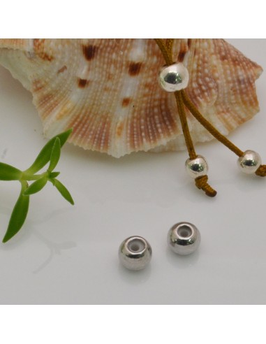 2 pz CHIUSURA PALLINA SEMPLICE fermo cordino a pallina 5 mm in ottone per tuoi gioielli