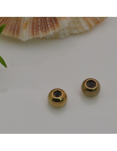 2 pz CHIUSURA PALLINA SEMPLICE fermo cordino a pallina 5 mm in ottone per tuoi gioielli