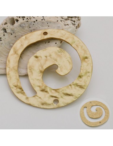 Ciondolo in zama dorato con foro sopra e sotto 46 mm 1pz Gioie d'Oriente