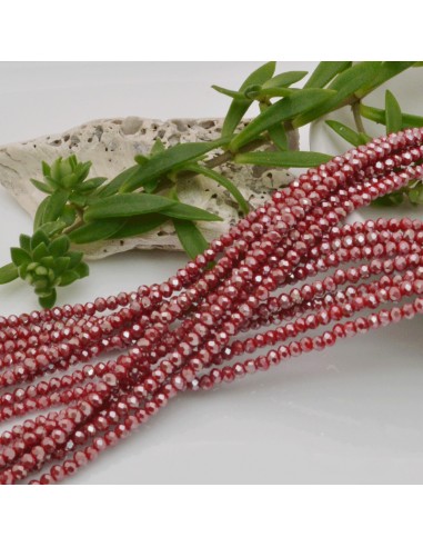 Filo di Mezzi Cristalli Rosso Scuro Rondelle 2x3mm Sfaccettati Briolette 200pz GDO | Gioie d'Oriente