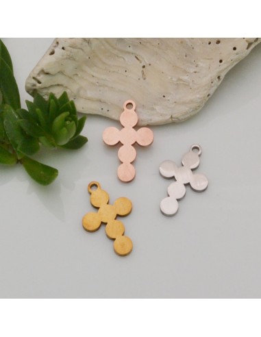 ciondolo a forma di croce in acciaio Lucido inox Inossidabile  10 x 16 mm liscio per fai da te