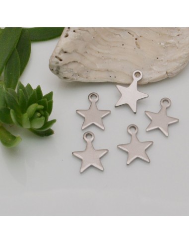 ciondolo stella acciaio inox lisci 9 x 10 mm 8 pz inossidabile per bracciali collana orecchini per fai da te 