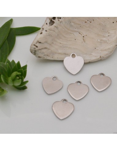 ciondolo CUORE acciaio inox lisci 9 x 10 mm 8 pz inossidabile per bracciali collana orecchini per fai da te 