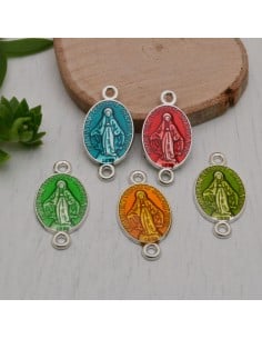 Ciondolo connettore medaglia madonnina ottone argento 13x25 mm 1pz colori vari Gioie d'Oriente