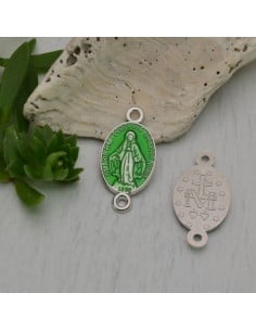 Ciondolo connettore medaglia madonnina ottone argento 13x25 mm 1pz colori vari Gioie d'Oriente 2
