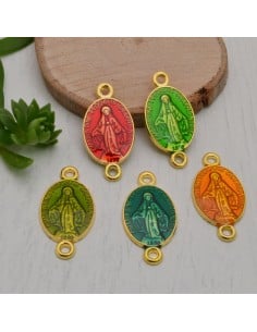 Ciondolo connettore medaglia madonnina ottone oro 13x25 mm 1pz colori vari Gioie d'Oriente