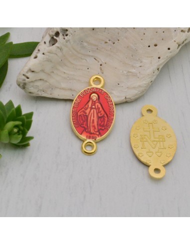 Ciondolo connettore medaglia madonnina ottone oro 13x25 mm 1pz colori vari Gioie d'Oriente