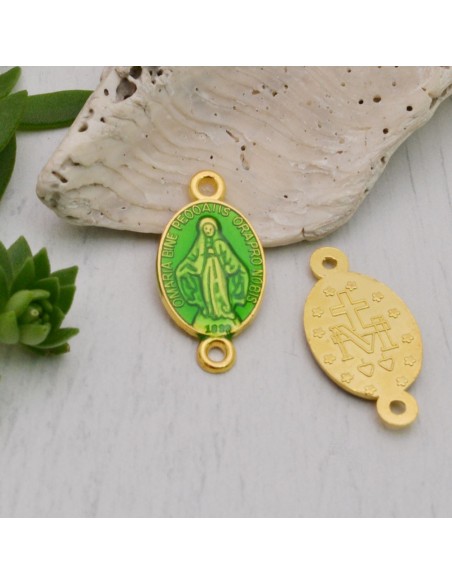 Ciondolo connettore medaglia madonnina ottone oro 13x25 mm 1pz colori vari Gioie d'Oriente