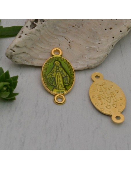 Ciondolo connettore medaglia madonnina ottone oro 13x25 mm 1pz colori vari Gioie d'Oriente